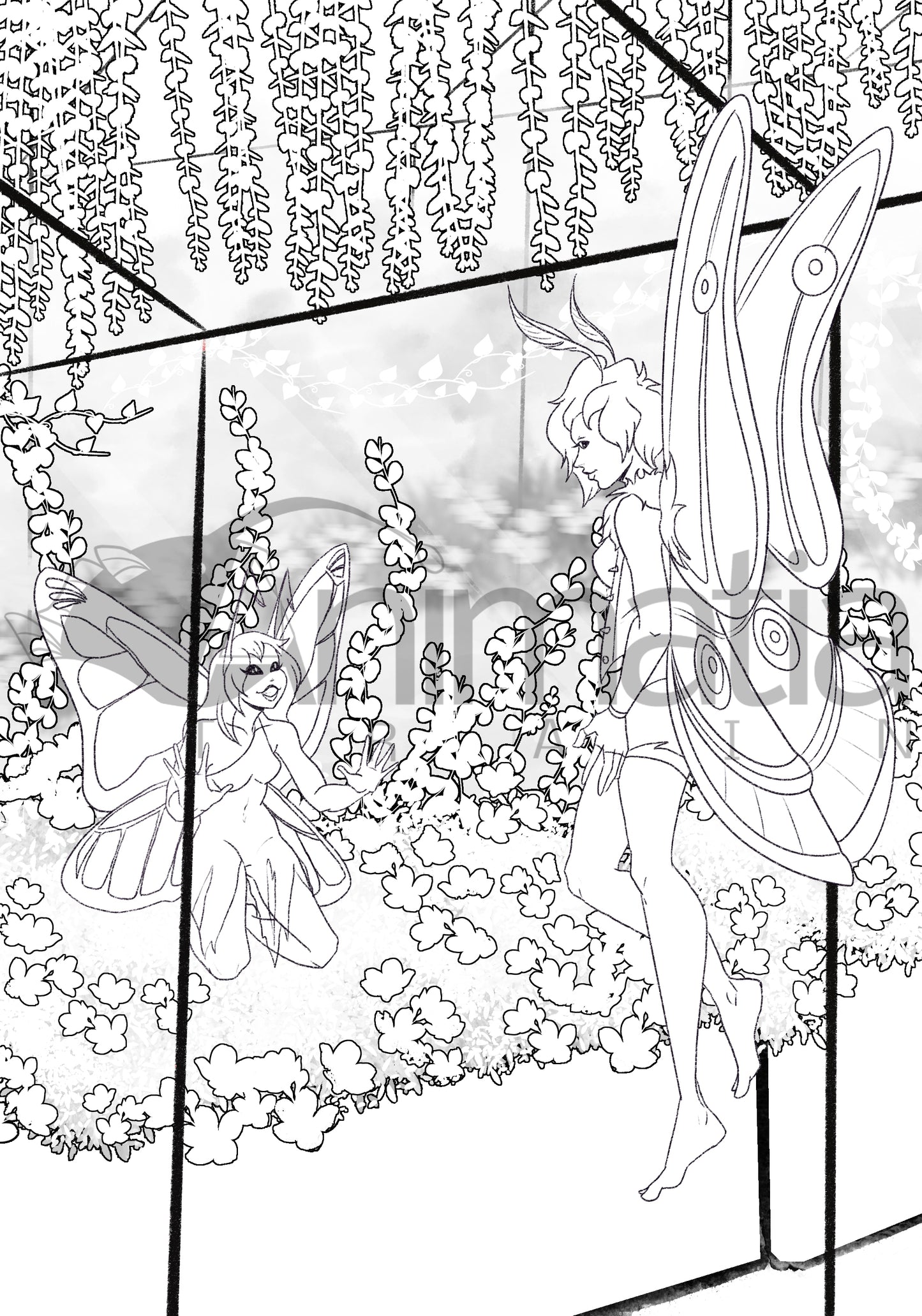 The Butterfly and the Moth - Coloring Page